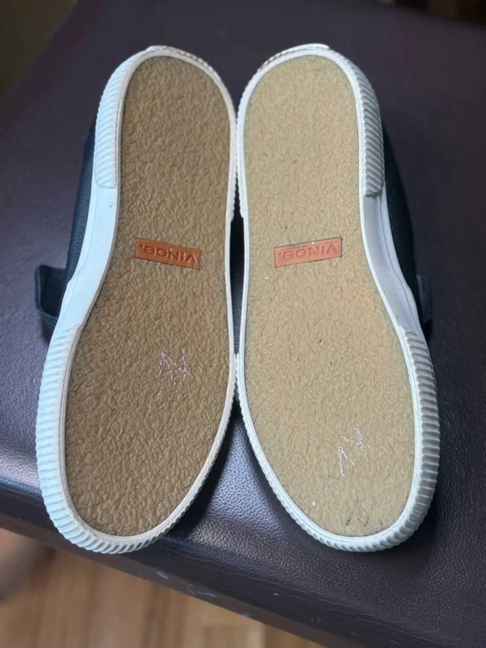 Vince Slip-On Sneakers Black Leather Casual Shoes Women’s Size 9.5
